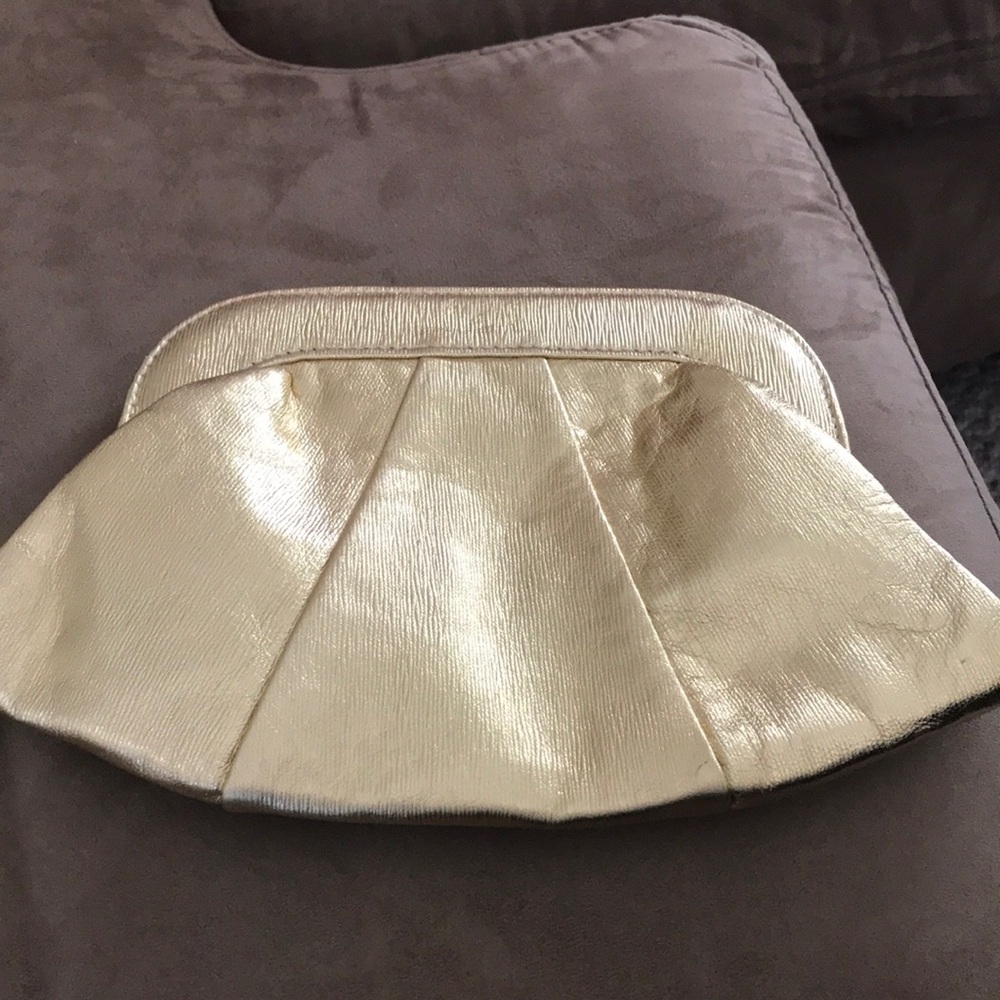 Gold metallic clutch